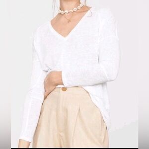 Rails White Aden Linen Blend Sheer Lightweight Long Sleeve Top NWT size xs